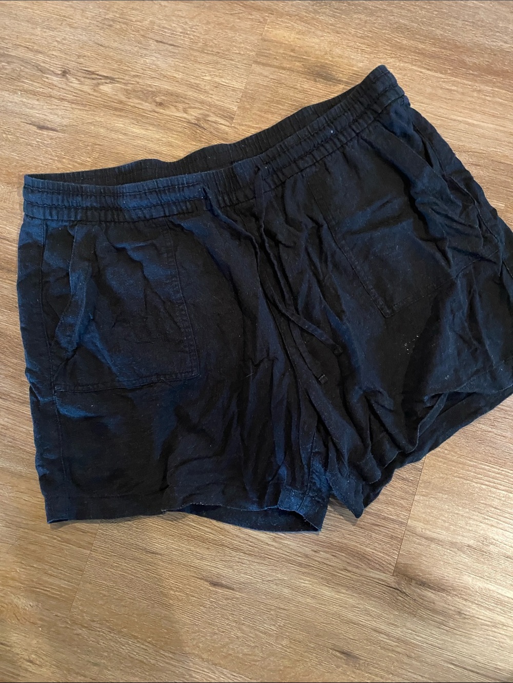 Old navy linen blend black summer shorts XL pull on elastic